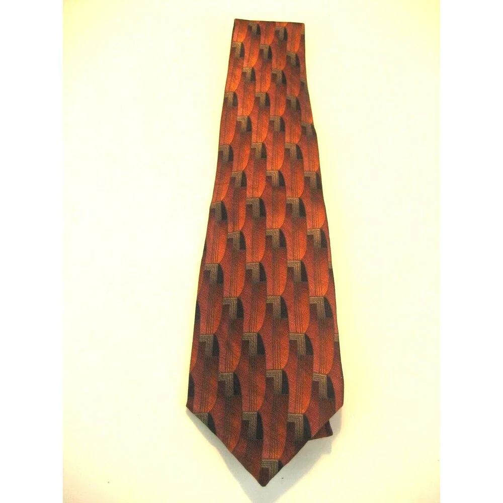 NWOT Pravata  Gray/Bronze 100% Silk Abstract Design Necktie
